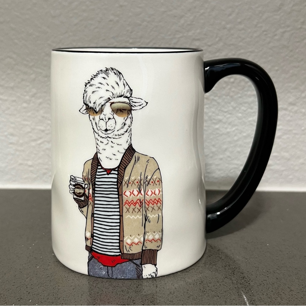 Hipster Llama Stoneware Coffee Cup